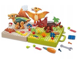 LEAN Toys Zestaw Plansza Klocki DIY Dinozaury Śrubokręt