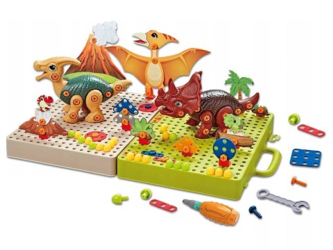 LEAN Toys Zestaw Plansza Klocki DIY Dinozaury Śrubokręt LEAN Toys Zestaw Plansza Klocki DIY Dinozaury Śrubokręt