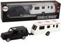 LEAN Toys Zestaw Pojazdów Jeep Czarny Przyczepa Kempingowa Metalowe Elementy