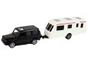 LEAN Toys Zestaw Pojazdów Jeep Czarny Przyczepa Kempingowa Metalowe Elementy