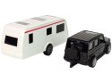 LEAN Toys Zestaw Pojazdów Jeep Czarny Przyczepa Kempingowa Metalowe Elementy
