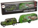 LEAN Toys Zestaw Pojazdów Jeep z Naciągiem Przyczepa z Dinozaurami