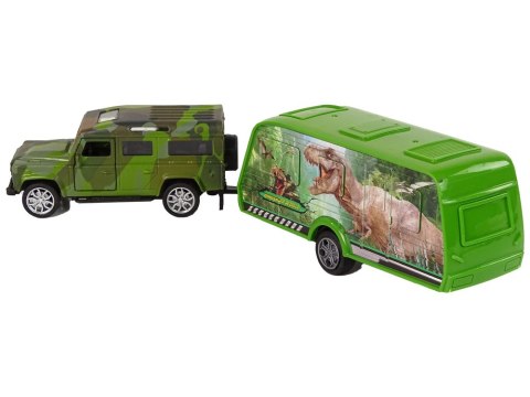 LEAN Toys Zestaw Pojazdów Jeep z Naciągiem Przyczepa z Dinozaurami LEAN Toys Zestaw Pojazdów Jeep z Naciągiem Przyczepa z Dinozaurami