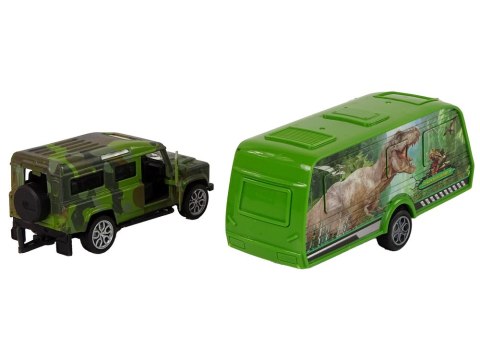 LEAN Toys Zestaw Pojazdów Jeep z Naciągiem Przyczepa z Dinozaurami LEAN Toys Zestaw Pojazdów Jeep z Naciągiem Przyczepa z Dinozaurami