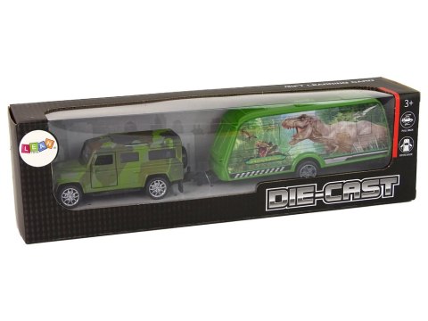 LEAN Toys Zestaw Pojazdów Jeep z Naciągiem Przyczepa z Dinozaurami LEAN Toys Zestaw Pojazdów Jeep z Naciągiem Przyczepa z Dinozaurami
