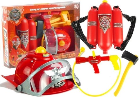 LEAN Toys Zestaw Strażaka Dla Dziecka Kask Toporek Akcesoria Czerwony LEAN Toys Zestaw Strażaka Dla Dziecka Kask Toporek Akcesoria Czerwony