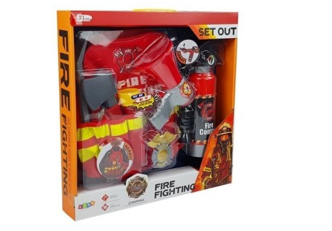 LEAN Toys Zestaw Strażaka Plecak Latarka Gaśnica Megafon Akcesoria Czerwony LEAN Toys Zestaw Strażaka Plecak Latarka Gaśnica Megafon Akcesoria Czerwony