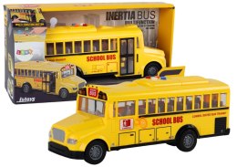 LEAN Toys Autobus Szkolny 1:16 Napęd Frykcyjny Otwierane Drzwi Światła Dźwięki Żółty