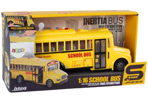 LEAN Toys Autobus Szkolny 1:16 Napęd Frykcyjny Otwierane Drzwi Światła Dźwięki Żółty LEAN Toys Autobus Szkolny 1:16 Napęd Frykcyjny Otwierane Drzwi Światła Dźwięki Żółty