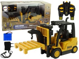 LEAN Toys Zdalnie Sterowany Wózek Widłowy Obrót 360 stopni Żółty Pilot