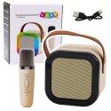LEAN Toys Zestaw Karaoke Głośnik Mikrofon Bezprzewodowy K12 RGB Bluetooth Beżowy