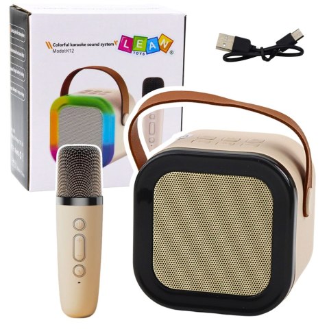 LEAN Toys Zestaw Karaoke Głośnik Mikrofon Bezprzewodowy K12 RGB Bluetooth Beżowy LEAN Toys Zestaw Karaoke Głośnik Mikrofon Bezprzewodowy K12 RGB Bluetooth Beżowy