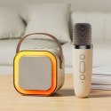 LEAN Toys Zestaw Karaoke Głośnik Mikrofon Bezprzewodowy K12 RGB Bluetooth Beżowy