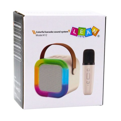 LEAN Toys Zestaw Karaoke Głośnik Mikrofon Bezprzewodowy K12 RGB Bluetooth Beżowy LEAN Toys Zestaw Karaoke Głośnik Mikrofon Bezprzewodowy K12 RGB Bluetooth Beżowy