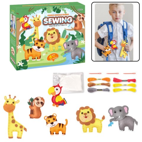 LEAN Toys Zestaw Kreatywny Wyszywanki Filcowe Zwierzątka Dżungli 6szt LEAN Toys Zestaw Kreatywny Wyszywanki Filcowe Zwierzątka Dżungli 6szt