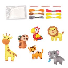 LEAN Toys Zestaw Kreatywny Wyszywanki Filcowe Zwierzątka Dżungli 6szt