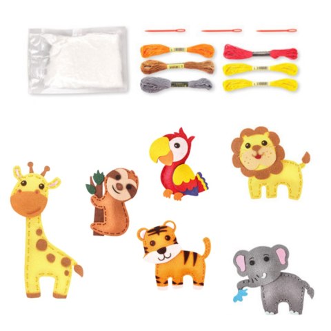 LEAN Toys Zestaw Kreatywny Wyszywanki Filcowe Zwierzątka Dżungli 6szt LEAN Toys Zestaw Kreatywny Wyszywanki Filcowe Zwierzątka Dżungli 6szt