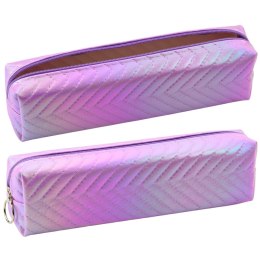 LEAN Piórnik Szkolny Organizer Holograficzny Jodełka Fioletowy 21x6cm