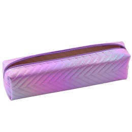 LEAN Piórnik Szkolny Organizer Holograficzny Jodełka Fioletowy 21x6cm