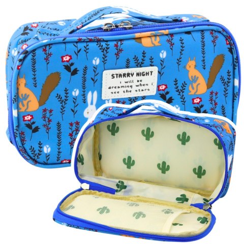 LEAN Piórnik Szkolny Organizer Kosmetyczka Dodatkowa Kieszonka Niebieski 22,5cm LEAN Piórnik Szkolny Organizer Kosmetyczka Dodatkowa Kieszonka Niebieski 22,5cm