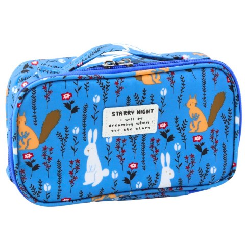 LEAN Piórnik Szkolny Organizer Kosmetyczka Dodatkowa Kieszonka Niebieski 22,5cm LEAN Piórnik Szkolny Organizer Kosmetyczka Dodatkowa Kieszonka Niebieski 22,5cm