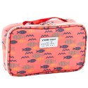 LEAN Piórnik Szkolny Organizer Kosmetyczka Dodatkowa Kieszonka Ryby Różowy 22,5cm