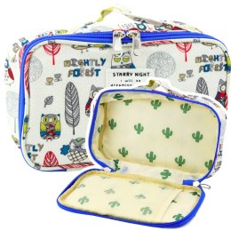 LEAN Piórnik Szkolny Organizer Kosmetyczka Kieszonka Sowy Biały 22,5cm