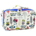 LEAN Piórnik Szkolny Organizer Kosmetyczka Kieszonka Sowy Biały 22,5cm