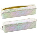 LEAN Piórnik Szkolny Organizer Tłoczony Wzór Biały Perłowy 21x6cm