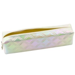 LEAN Piórnik Szkolny Organizer Tłoczony Wzór Biały Perłowy 21x6cm