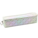 LEAN Piórnik Szkolny Organizer Tłoczony Wzór Biały Perłowy 21x6cm