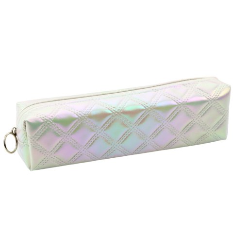 LEAN Piórnik Szkolny Organizer Tłoczony Wzór Biały Perłowy 21x6cm LEAN Piórnik Szkolny Organizer Tłoczony Wzór Biały Perłowy 21x6cm