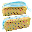 LEAN Piórnik Szkolny Organizer W Kolorowe Kropki Duży Suwak Złoty 21x8cm