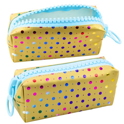 LEAN Piórnik Szkolny Organizer W Kolorowe Kropki Duży Suwak Złoty 21x8cm LEAN Piórnik Szkolny Organizer W Kolorowe Kropki Duży Suwak Złoty 21x8cm
