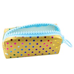 LEAN Piórnik Szkolny Organizer W Kolorowe Kropki Duży Suwak Złoty 21x8cm
