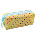 LEAN Piórnik Szkolny Organizer W Kolorowe Kropki Duży Suwak Złoty 21x8cm