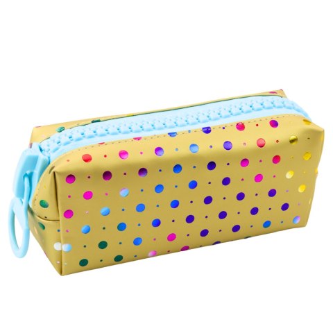 LEAN Piórnik Szkolny Organizer W Kolorowe Kropki Duży Suwak Złoty 21x8cm LEAN Piórnik Szkolny Organizer W Kolorowe Kropki Duży Suwak Złoty 21x8cm