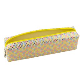 LEAN Piórnik Szkolny Organizer Wzór Łusek Syrenich Kolorowy Żółty 21x6cm