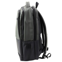 LEAN Plecak Miejski Biznesowy USB Kieszeń Na Laptopa Czarno Szary 16L 41cm