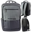 LEAN Plecak Miejski Biznesowy USB Kieszeń Na Laptopa Czarno Szary 16L 41cm