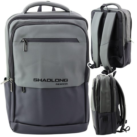 LEAN Plecak Miejski Biznesowy USB Kieszeń Na Laptopa Czarno Szary 16L 41cm LEAN Plecak Miejski Biznesowy USB Kieszeń Na Laptopa Czarno Szary 16L 41cm