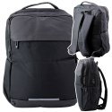 LEAN Plecak Miejski Biznesowy USB Kieszeń na Laptopa Czarny 16L 45cm