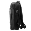 LEAN Plecak Miejski Biznesowy USB Przegroda Środkowa Czarny 14L 40cm
