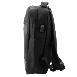 LEAN Plecak Miejski Biznesowy USB Przegroda Środkowa Czarny 14L 40cm