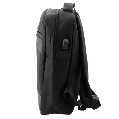 LEAN Plecak Miejski Biznesowy USB Przegroda Środkowa Czarny 14L 40cm LEAN Plecak Miejski Biznesowy USB Przegroda Środkowa Czarny 14L 40cm