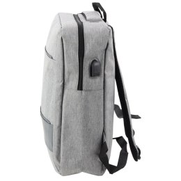 LEAN Plecak Miejski Biznesowy USB Przegroda Środkowa Szary 14L 40cm