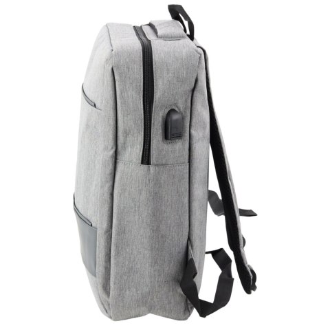 LEAN Plecak Miejski Biznesowy USB Przegroda Środkowa Szary 14L 40cm LEAN Plecak Miejski Biznesowy USB Przegroda Środkowa Szary 14L 40cm