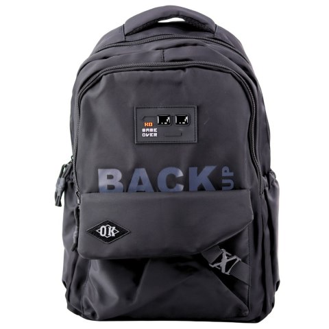 LEAN Plecak Miejski Szkolny 6 Kieszeni Back Up Czarny 23L 46cm LEAN Plecak Miejski Szkolny 6 Kieszeni Back Up Czarny 23L 46cm