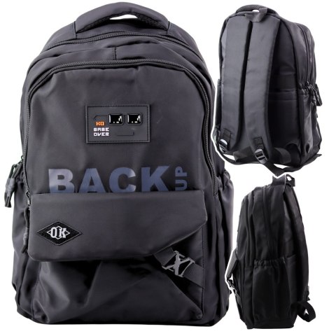 LEAN Plecak Miejski Szkolny 6 Kieszeni Back Up Czarny 23L 46cm LEAN Plecak Miejski Szkolny 6 Kieszeni Back Up Czarny 23L 46cm