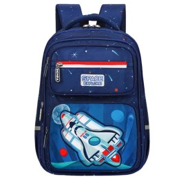 LEAN Plecak Szkolny Dziecięcy Pas Piersiowy Granatowy Rakieta Kosmos 20L 41cm